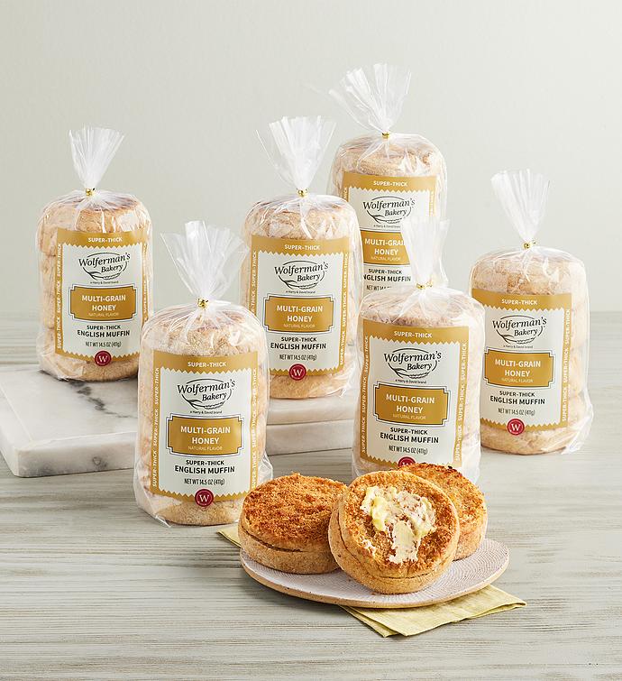 Multi-Grain Honey Super-Thick English Muffins - 6 Packages